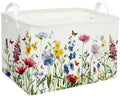 Rectangular Kids Baskets,Flower Basket.Cute Bins for Girls, Butterfly Basket with Handles.Books Basket,Gifts Bin. (Flower cluster) - color: Flower cluster
