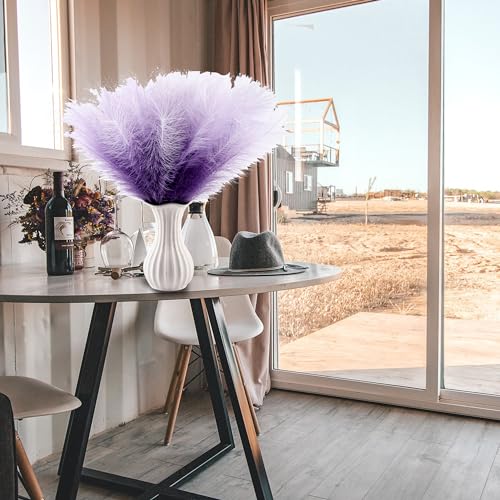 60Pcs Purple Gradient Faux Pampas Grass Decor, 21.7" Pompas Grass Flower Arrangement and Vase Filler for Boho Home Wedding Decoration - size: 21.7'' Tall Purple Gradient