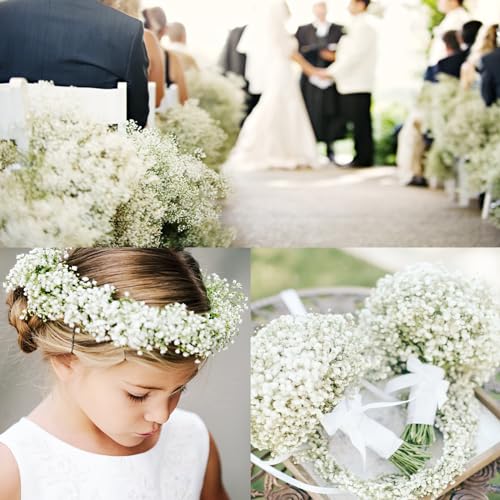 100 Pcs Babys Breath Artificial Flowers, Baby Breath Flowers Artificial Bulk, Real Touch White Fake Flowers, Faux Babies Breath Gypsophila for Wedding Home Decor Floral Arrangement - size: 100 Pcs
