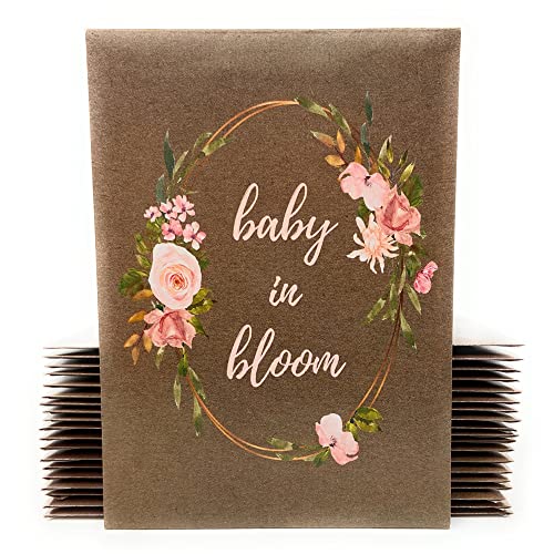 Baby in Bloom Seed Packet Favors Pre Filled with Wildflower Seeds - Baby Shower Party Favors for Guests, Thank You Gift or Present for Girl or Boy- Pink Floral, Brown Decorations - Bulk Pack of 20 - color: Pink