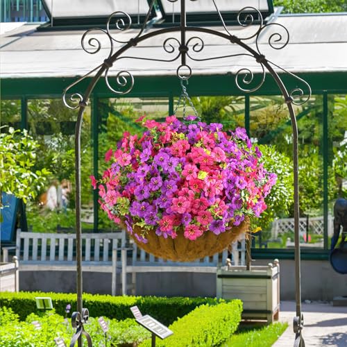AmyHomie 16 Bundles Artificial Flowers for Outdoor Outside Spring Summer Decoration UV Resistant Faux Flowers No Fade Fake Plastic Plants Garden Porch Window Box Decorating - color: Fuchsia Purple, size: 16