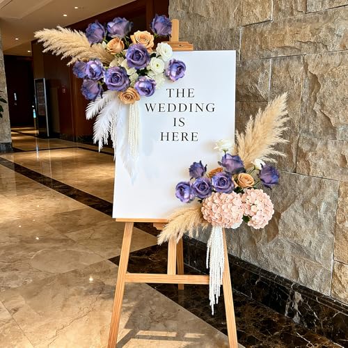 Artificial Flowers Artificial Roses Fake Roses 20PCS Long Stem Artificial Flowers for Tall Vase Silk Rose Suitable for Indoor Decor Wedding Party Decoration DIY Bouquet Autumn,Purple, 23.2In - color: Purple