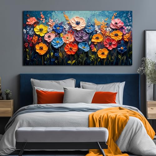 Flower Pictures Wall Decor Bedroom Large Colorful Wall Art for Living Room Floral Home Office Apartment Decor 29 x 58 Inch - color: Colorful, size: 58"L x 29"W