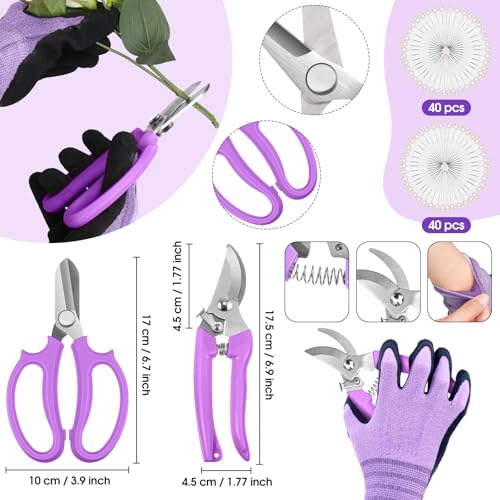 207 Pcs Flower Arrangement Supplies Florist Garden Tool Gift Kit for Women Include Purple Bag Thorn Remover Rose Stripper Outdoor Hand Tools Stem Pruning Shear Gloves Stem Wire Etc Wedding DIY Kit - color: Purple