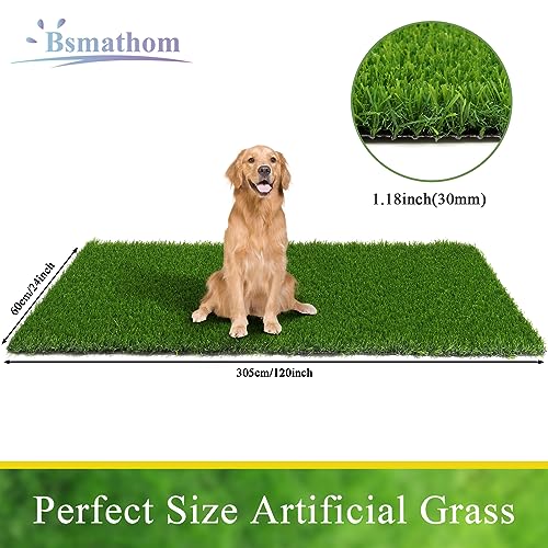 Bsmathom Artificial Grass Rug Indoor Outdoor Rug, Professional Dog Potty Training Rug, Fake Grass Rug Synthetic Grass Mat Door Mats with Drainage Holes for Balcony Patio Garden (2x10Ft) - size: 2x10 Feet