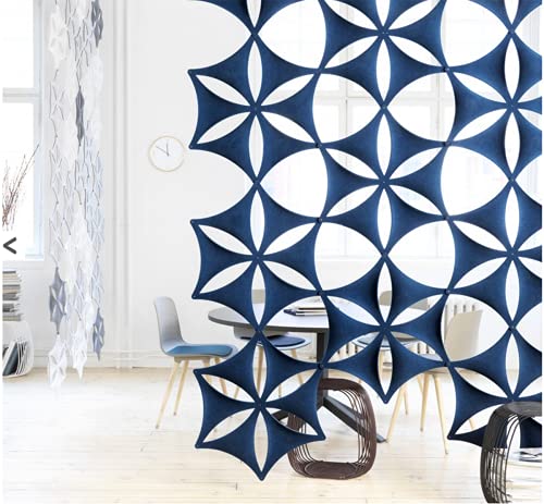 Felt Fiber Surface High Density Polyester Fiber Board 3D Flower Venus 14"x12" Hanging Room Divider Panel Cut Room Partition Home Decoratio(12 Pcs) (Dark Blue) - color: Dark Blue