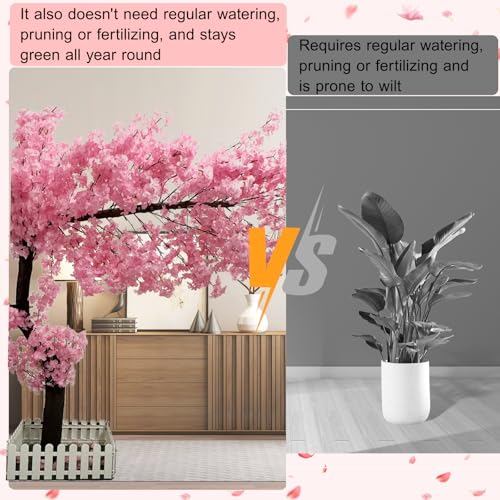 6 ft Tall Cherry Blossom Tree Artificial with Led Light, Handmade Fake Cherry Blossom Tree Pink Flowers for Indoor Outdoors, Wedding Decor - size: 6ft 0in