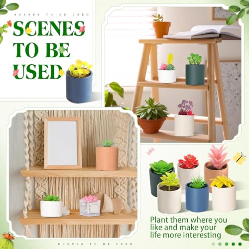 WILLBOND 38 Pcs Summer Mini Artificial Succulents Small Fake Succulent Plants Faux Assorted Unpotted Realistic Plastic Flowers Picks Stem for DIY Crafting Greenery Garden Home Decor(Colorful Style) - color: Colorful Style
