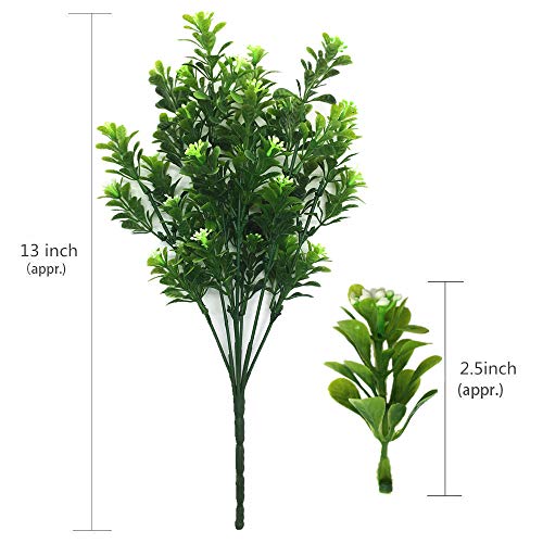 CATTREE Artificial Plants, Faux Plastic Bean Flowers Shrubs Fake Grass Leaves Simulation Greenery Bushes Indoor Outside Home Garden Office Yard Verandah Wedding Decor - 8 Pcs - color: Bean Shrubs-8 Pcs