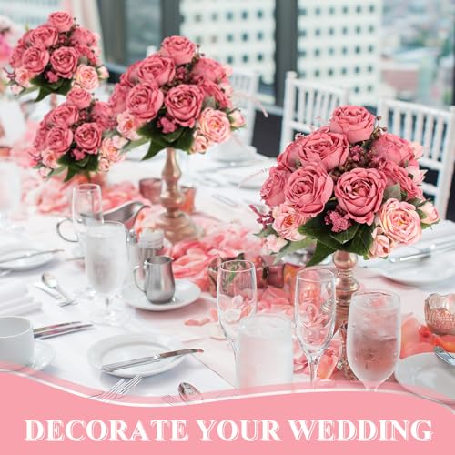 8 Bundles Artificial Peonies Flowers Boho Faux Flowers Arrangements Artificial Centerpiece Spring Bouquet Floral Wedding Decoration for Vase(Dark Pink) - color: Dark Pink