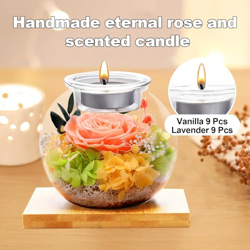 Mothers Day Flowers Roses Gift for Her, Flowers for Delivery, Preserved Flower in Glass Dome with Scented Candle Gift for Women Wife Girlfriend on Christmas Valentines Day Birthday (Champagne) - color: Champagne
