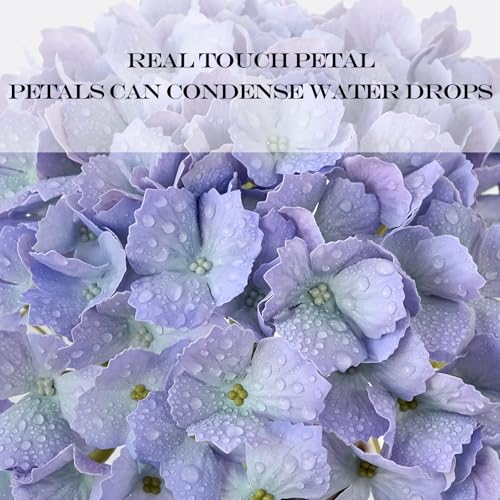 JINWOE Boho Hydrangea Artificial Flowers,3pcs 21" Latex Real Touch Flowers, Faux Flowers Fake Artificial Hydrangeas with Stems for Bouquet Table Centerpieces （Light Purple） - color: Purple