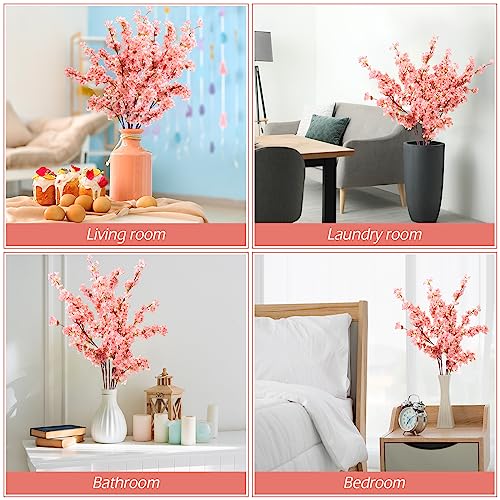 Giegxin 8 Pcs Silk Cherry Blossom Branches Cherry Blossom Tree Stems Long Stem Artificial Flowers for Tall Vase Flowers for Home Wedding Vase Floral Arrangements (Pink,39.4") - color: Pink, size: 39.4"