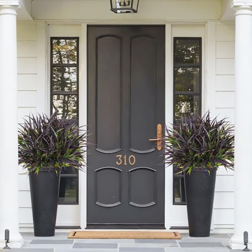 16 Pcs Artificial Plants Outdoor Fake Grass Faux Greenery Stems UV Resistant Plastic Plants Shrubs for Planters Patio Garden Front Porch Pathway Spring Summer Home Decor, Purple - color: Purple