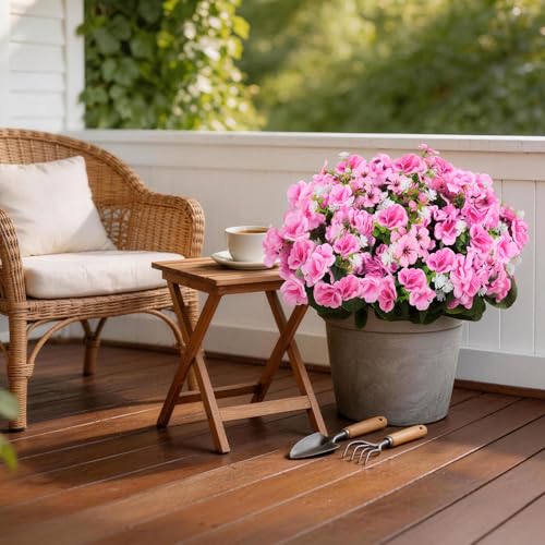 Olatay 12 Bundles Mixed Color Artificial Flowers for Outdoor, Artificial Geraniums Flowers for Outdoor, UV-Resistant Fake Geraniums for Porch, Balcony, Garden, Indoor Decoration (Light Purple) - color: Light Purple