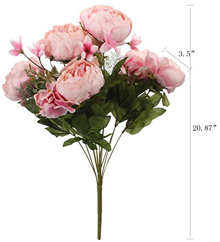Duovlo Springs Flowers Artificial Silk Peony Bouquets Wedding Home Decoration,Pack of 1 (Spring Light Pink) - color: Spring Light Pink