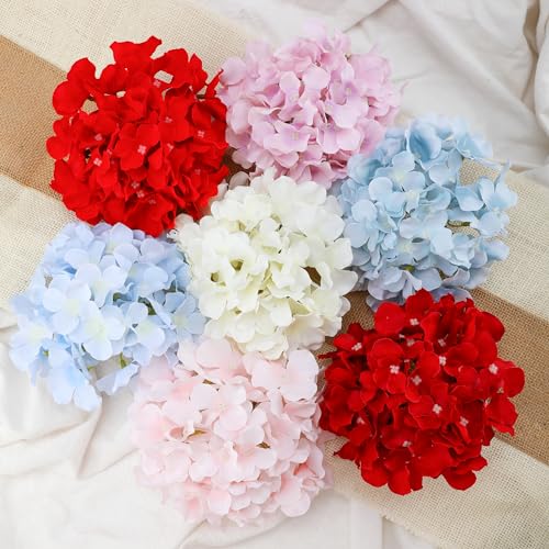 Fake White Hydrangea Artificial Flowers - Faux Silk Hydrangeas Flowers Heads with Stems Real Touch for Home Wedding Party Table Decor(CreamWhite,Pack of 10) - color: Cream White