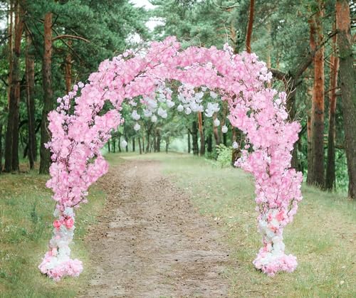 IPOPU Cherry Blossom Branches 43.3in Long Stem Artificial Flowers Cherry Blossom Flowers Pink Silk Flowers Fake Flowers Arrangements for Tall Vase for Wedding Home Bedroom Party Decor (Pink)