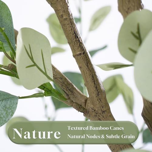 8FT Artificial Eucalyptus Tree Indoor, Faux Eucalyptus Tree with 901 Silk Leaves, Tall Fake Tree - Artificial Tree Indoor for Living Room Office Bedroom Home Decor - size: 8ft