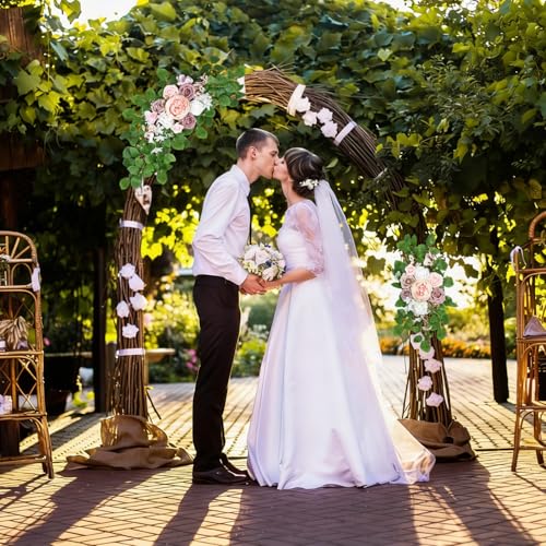 Pink Arch Flowers for Wedding, Artificial Arch Wedding Flowers Set of 2, Artificial Floral Swags for Bridal Shower Decoration, Baby Shower, Photo Backdrop Decor, Wedding Decoration (Pink) - color: Pink