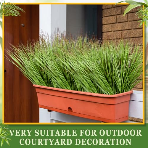 Giegxin 48 Pcs Faux Grass Plants Artificial Shrubs Wheat Grass UV Resistant Fake Greenery Faux Weed Artificial Tall Plants for Outdoor Indoor Home Window Decor