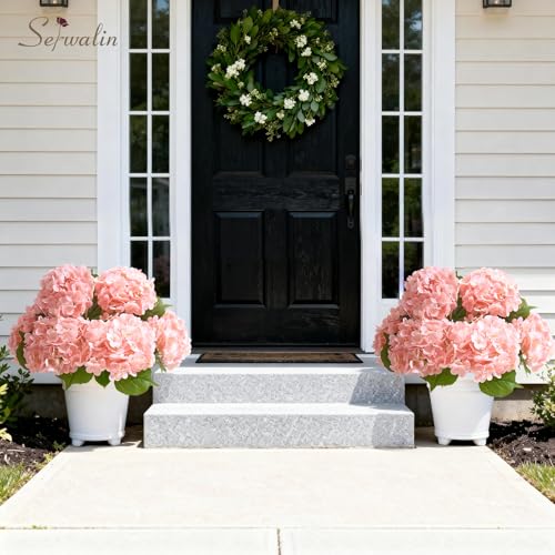Serwalin 10PCS Real Touch Hydrangea Artificial Flowers, 20in Pink Lifelike Latex Fake Hydrangea Flowers for Outdoor Wedding Office Family Party Living Room Table Decoration - color: Pink, size: 10PCS