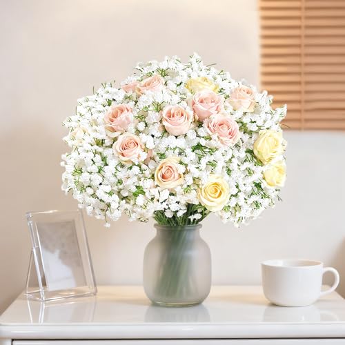 150Pcs Babys Breath Artificial Flowers-Gypsophila Babys Breath Flowers Artificial Bulk-White Real Touch Fake Flowers for Wedding Home Garden Decor - size: 150 Pcs