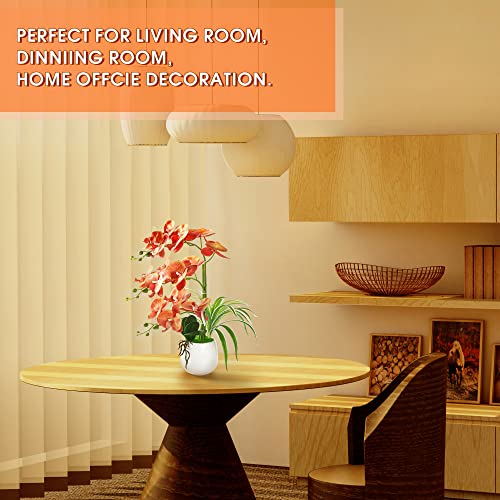 W&W Artificial Orchid Plants and Flowers with Vase, Fake Faux Orchid in Ceramic Pot,19”, Orange - color: Orange 01