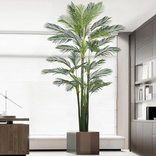Roselywed Artificial Areca Palm Tree 9FT with 35 Leaves Deluxe Realistic Tall Large Fake Faux Tropical Silk Plant 108 Inch Black Pot for Indoor Home Office Porch Mall School Decoration - size: 9ft