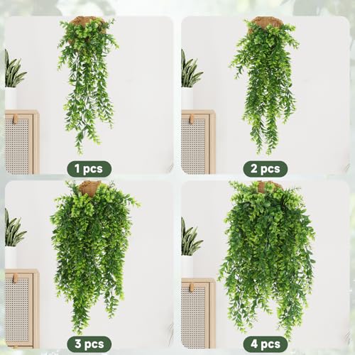 RECUTMS Artificial Hanging Leaves Plants 4Pcs Indoor Fake Vines Ivy Leaves Plastic Greenery Resistant Plastic for Wall Wedding Party Porch Garden Decoration(Green) - color: Style2-green