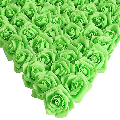 Artificial Roses,200PCS Foam Roses 1.97in Rose Flower Heads Craft Flowers for DIY Wedding Party Home Decoration(Light Green) - color: Light Green