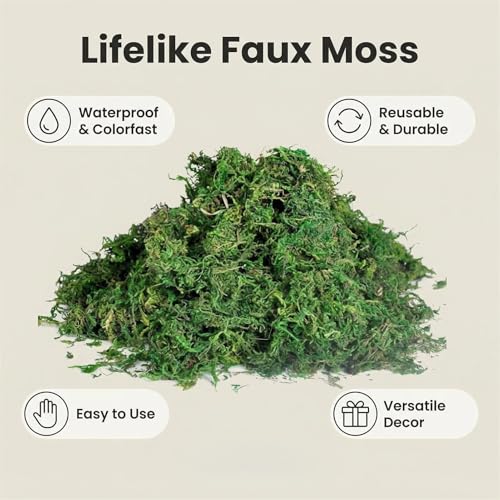 Artificial Moss, Fake Green Moss for Fairy Garden, Crafts, DIY Terrariums, Floral Arrangements, Waterproof Colorfast Moss Decor for Indoor Plants, Reusable (Green 1.76 Oz) - color: Green 1.76 Oz