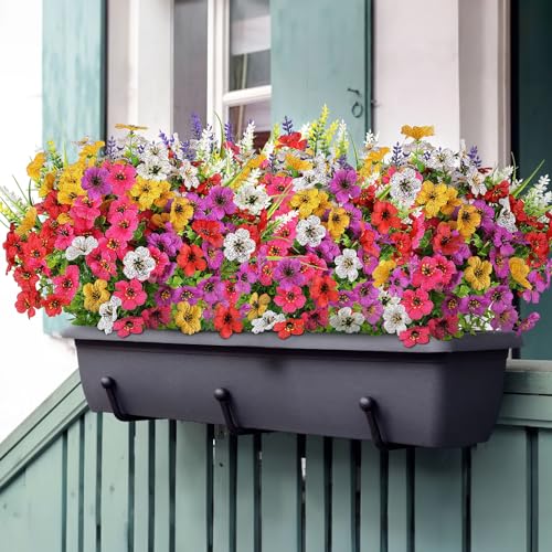 AGIRL 12 Bundles Artificial Flowers for Outdoor,No Fade Fake Plastic Flower Lavender Monkey Grass for Decoration,Faux Plants Hanging Planters Indoor Outside Garden Porch Window Box Home Wedding - color: Multi Color, size: 12