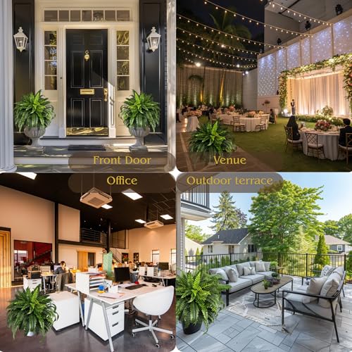 Giant Artificial Boston Ferns for Outdoors Large UV Resistant Lifelike Faux Fern, Realistic Silk Greenery Plants Large for Patio, Office, Home Decor, 88 Branches, 48 in Fake Fern Natural Green - color: Natural Green (88 Branches)