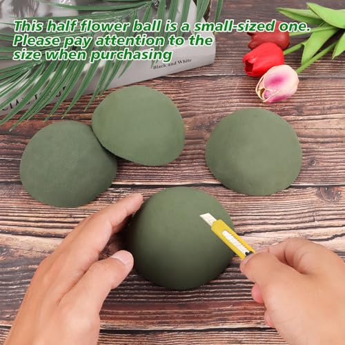 STEFORD 4 PCS Half Ball Floral Foam, Round Floral Dry Foam Blocks Green Flower Styrofoam for Fresh and Artificial Flower Arrangements (3.5 X 1.8 Inches) - size: 3.5 X 1.8 Inch