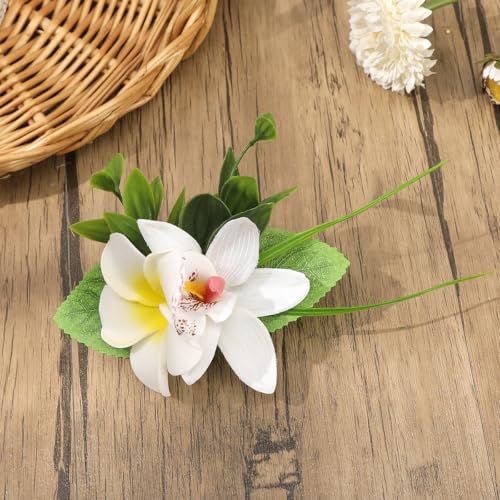 3 PCS Hawaiian Flower Hair Clips for Women Plumeria Hibiscus Hair Barrettes Hawaiian Artificial Flower Accessories for Vacation Beach Party Boho Clips for Girls Wedding（white Blue Purple） - color: white Blue Purple