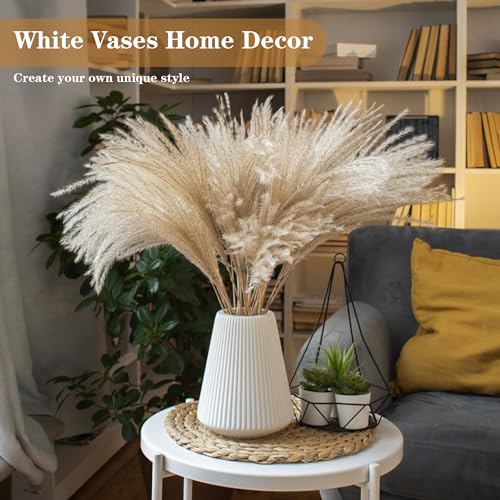 White Ceramic Vase, GUKJOB Small Cute Flower Vase for Pampas Grass, Home, Living Room, Dining Table, Farmhouse, Office Decor, Bedroom, Table, and Kitchen Shelf (White- 2PCS) - color: Small White - 2pcs