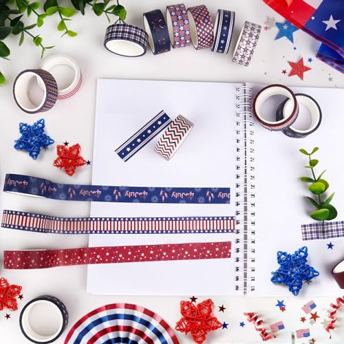 20 Rolls Washi Tape for Independence Day Patriotic Red Washi Tape Supplies Washi Stickers with July 4th Making Tape Craft Gifts for Kids DIY in Paper - style: Independence Day