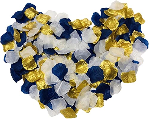 900pcs White Royal Blue Gold Artificial Silk Rose Petals Vase Table Scatter Confetti Aisle Runner Wedding Party Events Home Decoration