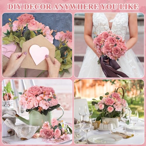 Yunsailing 8 Packs Artificial Peony Flowers Faux Silk Hydrangea Bouquet Vintage Wedding Home Table for Door Decor Reusable Bouquet of Rose Flowers for Valentine Wedding Birthday Party(Light Pink) - color: Light Pink, style: Hydrangea