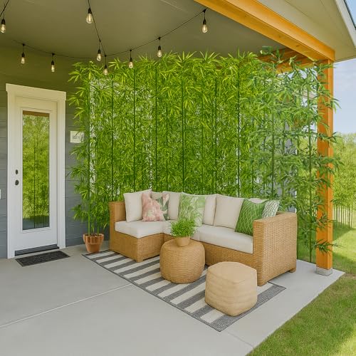 5ft 20 Pack Fake Bamboo, Artificial Bamboo Plants Outdoor, Tall Faux Bamboos Tree for Privacy Covers on Deck and Patio, Decoration for Garden, Yard, Office - size: 5ft