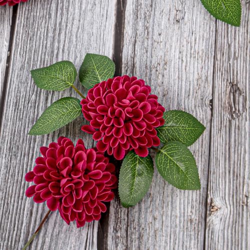 Artificial Flowers, 50pcs Artificial Rose for DIY Wedding Bouquets Centerpieces Arrangements, Hot Pink Dahlia Flowers with Stems for Bridal Shower Party Decoration - color: Hot Pink Dahlia, size: 50pcs