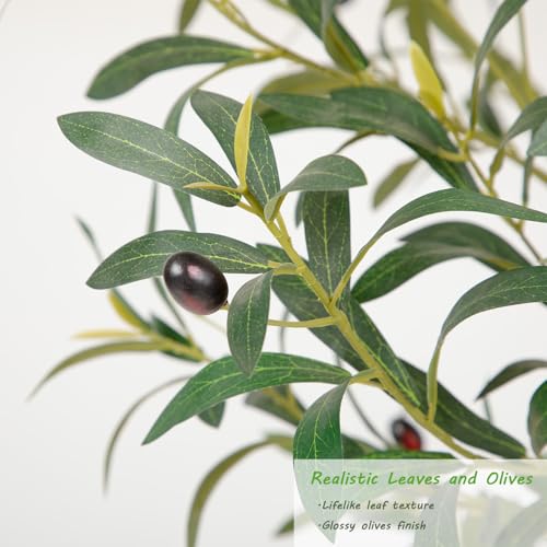 Nafresh Majestic Faux Olive Tree 7 feet – Artificial Olive Tree Indoor & Outdoor with Lifelike Leaves & Textured Branches for Living Room, Office, Entryway,Patio - size: 7ft