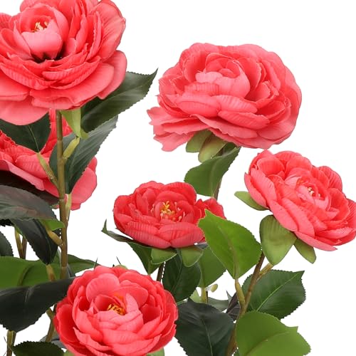 Romantic Season 2FT Pink Artificial Camellia Tree 2Pack, Faux Camellia Plant Fake Potted Camellia Flower Tree for Modern Home Office Living Room Floor Décor - color: Pink, size: 2FT