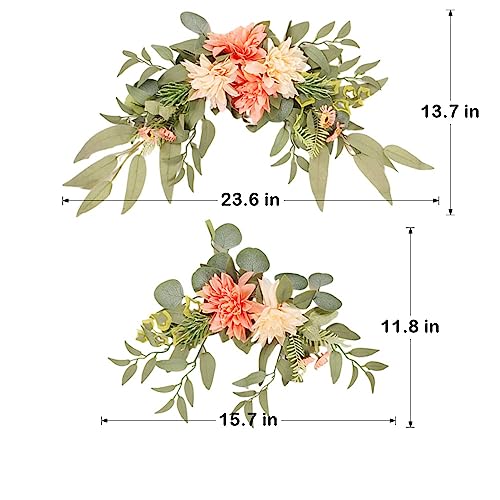 GOLDY&WENDY Artificial Wedding Sign Flower Swag (Pack of 2) for Wedding Party Reception Entrance Welcome Sign Silk Home Decor - color: C4-dahlia