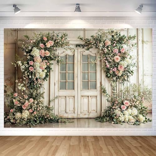 5X3ft Floral Photography Backdrop, Retro Flowers Photography Backdrop Dreamlike Wedding Portrait Photo Background, Baby Bridal Shower Wedding Birthday Party Background Banner Decor, White-2 - color: White-2, size: 5x3ft