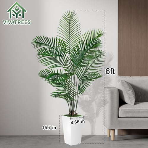 VIVATREES Palm Tree 6FT Artificial, 72in Tall Faux Palm Tree with 15.7 White Planter, Fake Potted Tree for Indoor & Outdoor Home Office Decor - style: 6ft-white