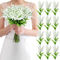 Hanaive 50 Pcs Artificial Lily of The Valley Bridesmaids Artificial Lilies 14.17 Inch Faux Lily of The Valley Flower Bulk Chimes Orchid White Bell Flower Bouquet for Wedding Arrangement Bride Party