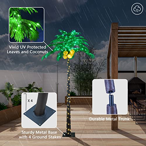 Lightshare Lighted Upgraded 8FT Gorgeous Artificial Lighted Palm Tree, 256 LED Lights, Decoration for Home,Party, Christmas, Nativity, Outside Patio - size: 8ft