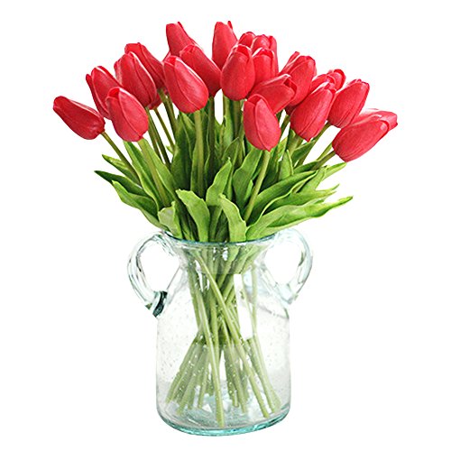 30 pcs Real-Touch Artificial Tulip Flowers Home Wedding Party Decor - color: Red